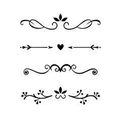 Set of Vintage decorative lines. text dividers. Line border. Lines separators, Borders, Vintage dividers, Underline elements. Vector illustration
