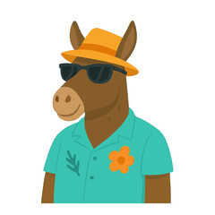 donkey in summer clothes animal vector on white background
Vector animal in summer hat and sunglasses on white background
