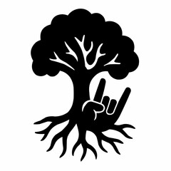 Colorful hand tree silhouette vector illustration for nature and peace design
