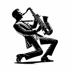Naklejka premium silhouette of a man playing saxophone