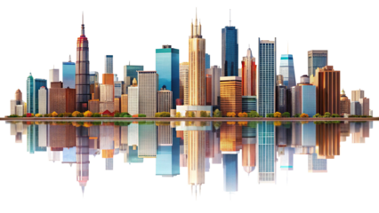 chicago skyline isolated on white background