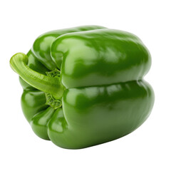 Fresh green bell pepper isolated on transparent background