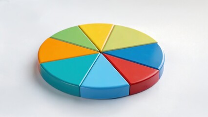Colorful pie chart model on a white background, representing data visualization or educational tools.
