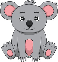 Cute koala cartoon. Flat vector illustration. Wild life animals. Cute animal on white background