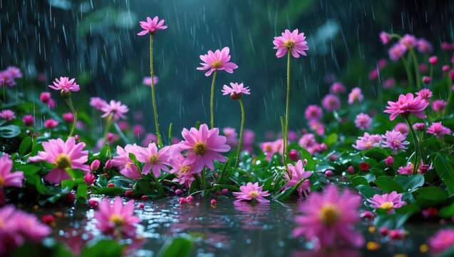 Damar Flowers that Fall Over After Rain with Empty Copy Space for Text