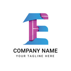 Dynamic E-Logo with Cutout Gradient Accents Representing Innovation, Creativity, and Bold Brand Identity