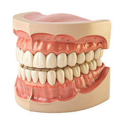 Obraz premium Realistic 3D render of human teeth and gums, full dental anatomy model isolated - on transparent background.PNG AI
