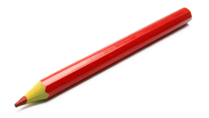 Red carpenter pencil with flat body isolated  -  on white background. PNG