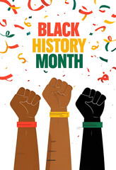Day of freedom from slavery with Hand raised and Juneteenth , unity