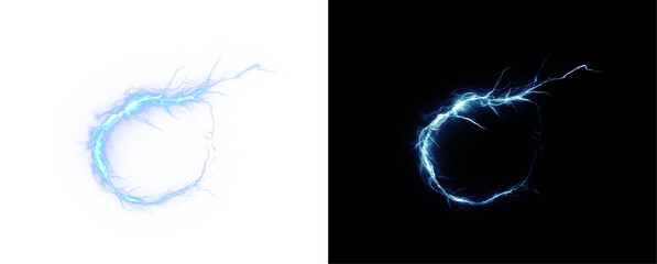 Effect, lightning, ball, magic, and glow merge in this blue energy PNG. A transparent PNG Overlay with 3D thunder sparks perfect for tech, plasma, or futuristic explosion designs. © Gunenko