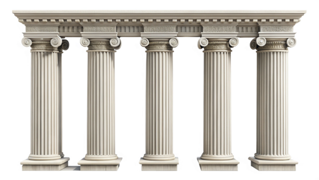 greek columns isolated on white background
