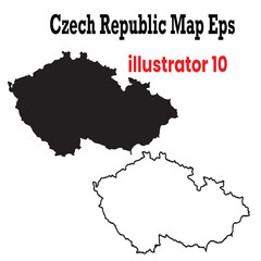 czech republic map eps10 vector illustration black fill, white outline, editable for adobe illustrator