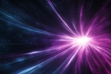 Fototapeta premium Dynamic purple glow with abstract light trails shooting across the horizon like cosmic bursts.