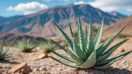 Aloe with mountain in background