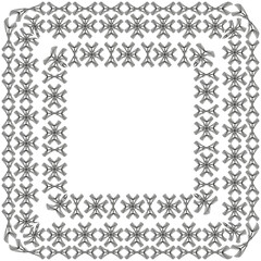 Decorative square frame. Repetitive floral border. Symmetric motif vector. Clean outline shape.