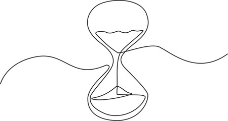Hourglass in one continuous line drawing. Hourglass in simple linear style. Editable Vector Illustration