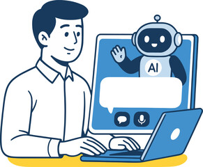 AI Chatbot Communication Vector Illustration