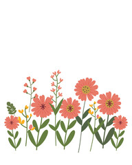 Naklejka premium This vector features a floral design border with flowers and leaves, perfect for springtime themes and botanical illustrations in your projects. 