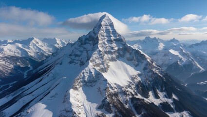 Obraz premium Amazing aerial winter landscape of a mountain near the peak