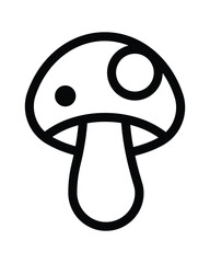 Simple Outline Mushroom Vector Illustration, Black and White Design, Isolated on White Background, Clean Style
