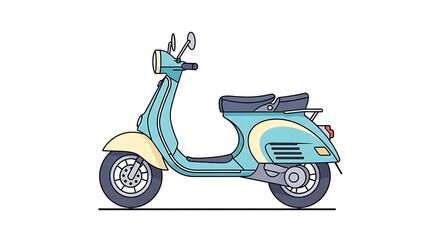 Vintage Scooter Illustration Retro Design, Pastel Colors