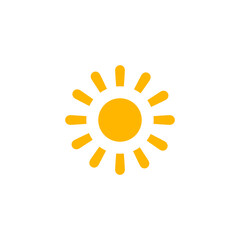 Sun Icon Bold Rays Flat Design. Ideal For Weather Apps, Morning Forecast, Summer Heat, Solstice Graphics, And UI Signs. Warm And Bright Look. Vector Illustration.