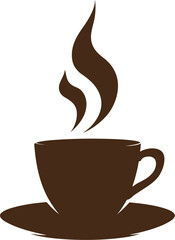 Minimalist Brown Coffee Cup with Steam Illustration on a White Background