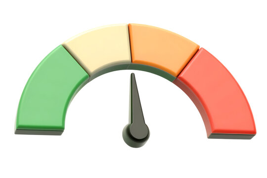 Colorful 3d speedometer gauge isolated on a white background