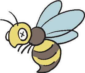 殺虫されたハチの手描きイラスト