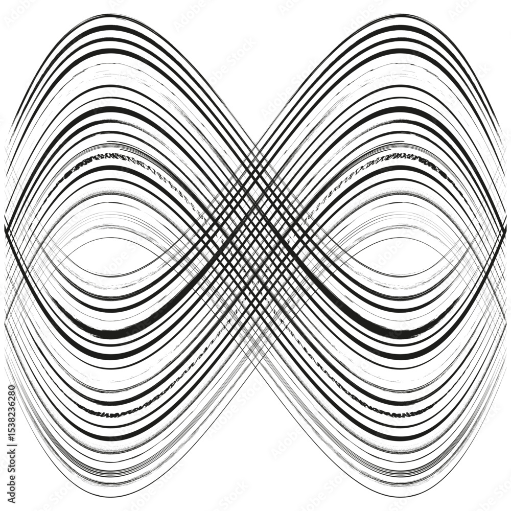 Poster wavy line pattern. abstract curve symbol. monochrome spiral vector. optical illusion form.