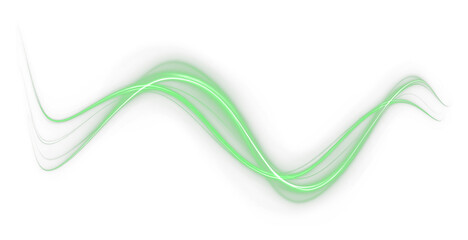 Glistering, light, line, twirl, green glowing PNG Overlay with transparent white background. Sparkling streaks, elegant curves, and neon energy enhance any dynamic, abstract, or magical design.