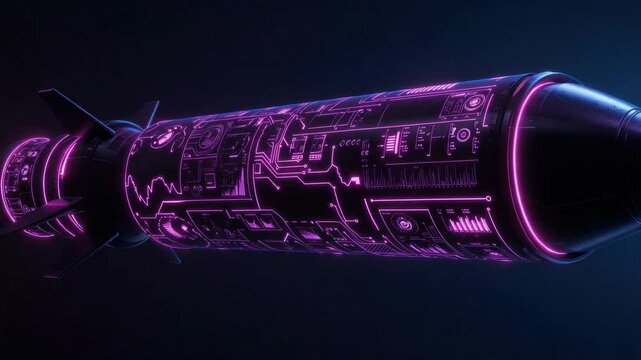 Futuristic purple neon missile design