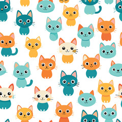 Obraz premium Cute cats pattern