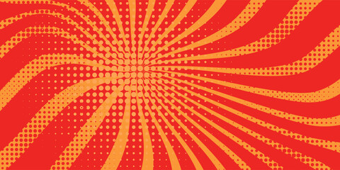 Pop art red comic book cartoon magazine cover. Cartoon cute retro Strip pattern mock up. Vector halftone illustration. Vintage background for comic superhero text, speech bubble, message.