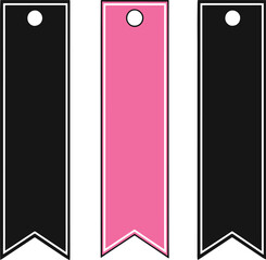 Blank Gift Tag Vector Illustration. Pink and Black Labels, Isolated.