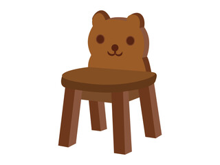 Cute Bear-Themed Wooden Chair for Kids – Adorable Animal Backrest Design for Children's Room or Play Area

