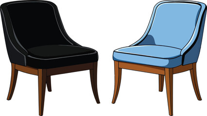 Two Chairs Vector Illustration Isolated on White Background.