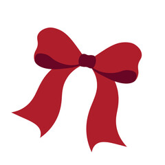 Red bow with ribbons. Cute design element in cartoon style. Vector red bow with ribbons in cartoon style.
