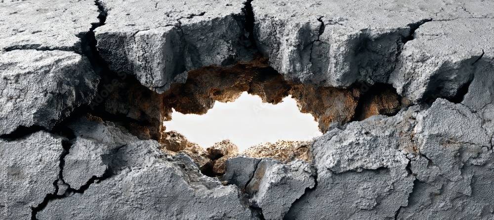 Poster abstract background of a cracked concrete wall with various textures and patterns displaying damage