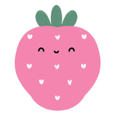 cute strawberry cartoon with smile expression