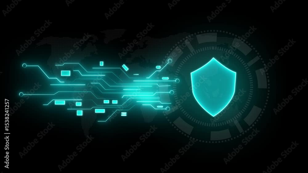 Poster cyber security concept, cybersecurity, secure access to user's personal information for lock and sec