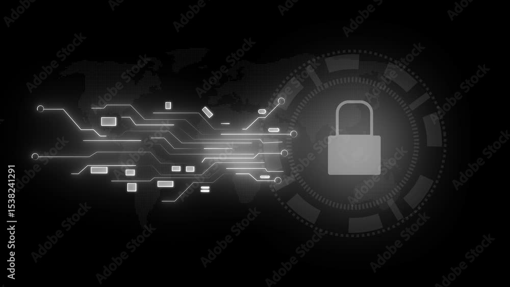 Poster cyber security concept, cybersecurity, secure access to user's personal information for lock and sec