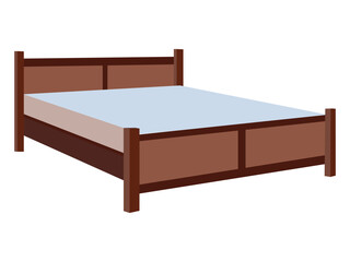 Sturdy Wooden Bed Frame with Panel Headboard – Traditional Double Bed Design Ideal for Classic Bedroom Interiors and Furniture Projects

