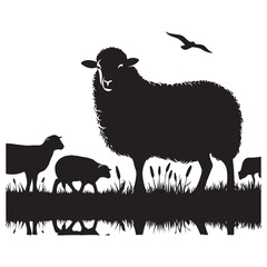 silhouette of sheep