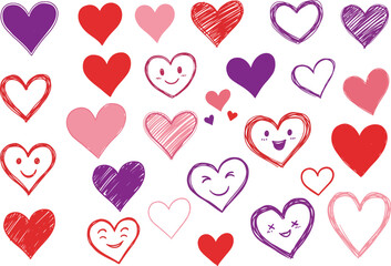 Hand-Drawn Heart Emoji Set: Love & Valentine's Doodle Icons

