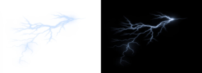 Obraz premium A thunder, overlay, lightning, storm, electric PNG. This thunder, lightning effect, creates a unique transparent PNG. Use it as an overlay for a dramatic weather scene.