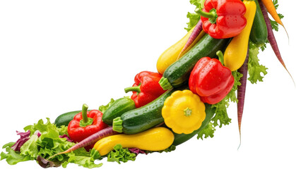 Fresh Vegetables Colorful Zucchinis Bell Peppers Squash and Carrots Isolated