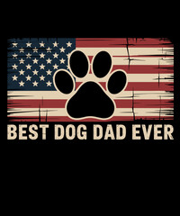 Obraz premium Vintage American Flag Funny Dad Fathers Day Dog Dad