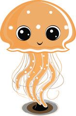 Obraz premium Adorable cartoon jellyfish illustration with big eyes and cute smile