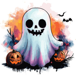 Retro Halloween Ghost with Personality